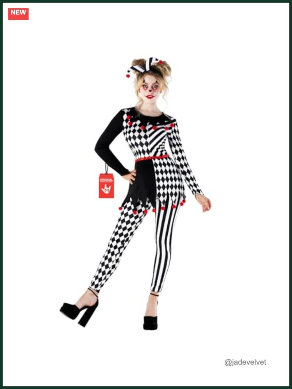 Jester Costume Women Halloween Harlequin Outfit with Top Leggings Headband